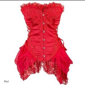 Red Lace-Up Corset Top